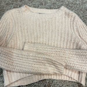 Kendall & Kylie Cropped Light Pink Eyelash Sweater XS